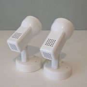 Suite of 2 white lacquered metal wall spotlights Massive edition, Belgium 1970-1980