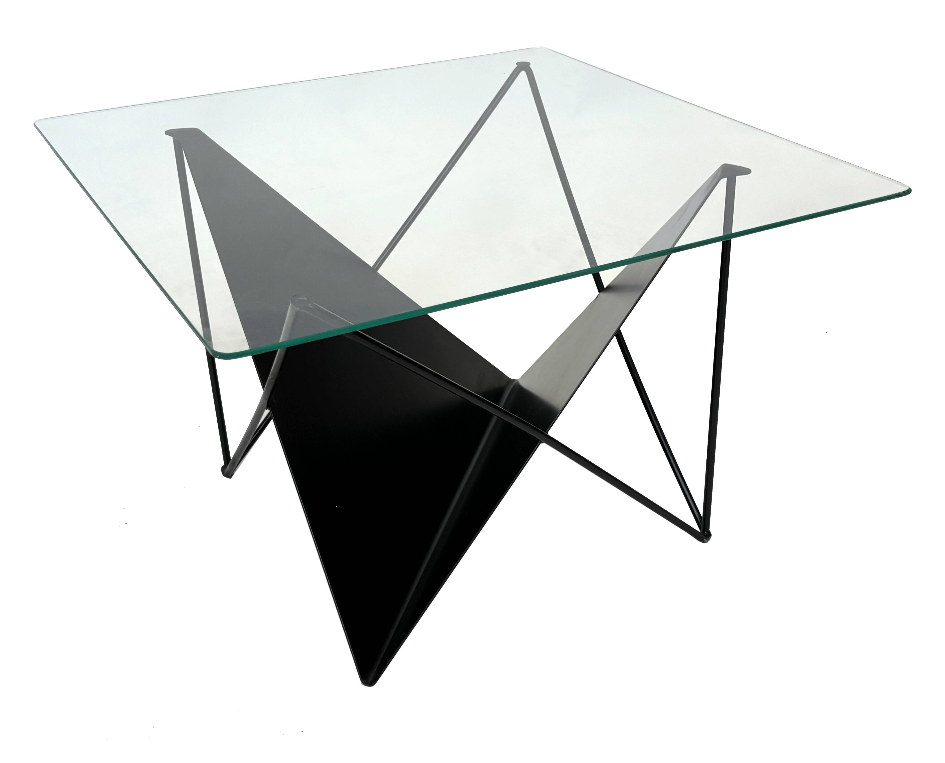 Vintage coffee table steel wire  eclectic 80s design