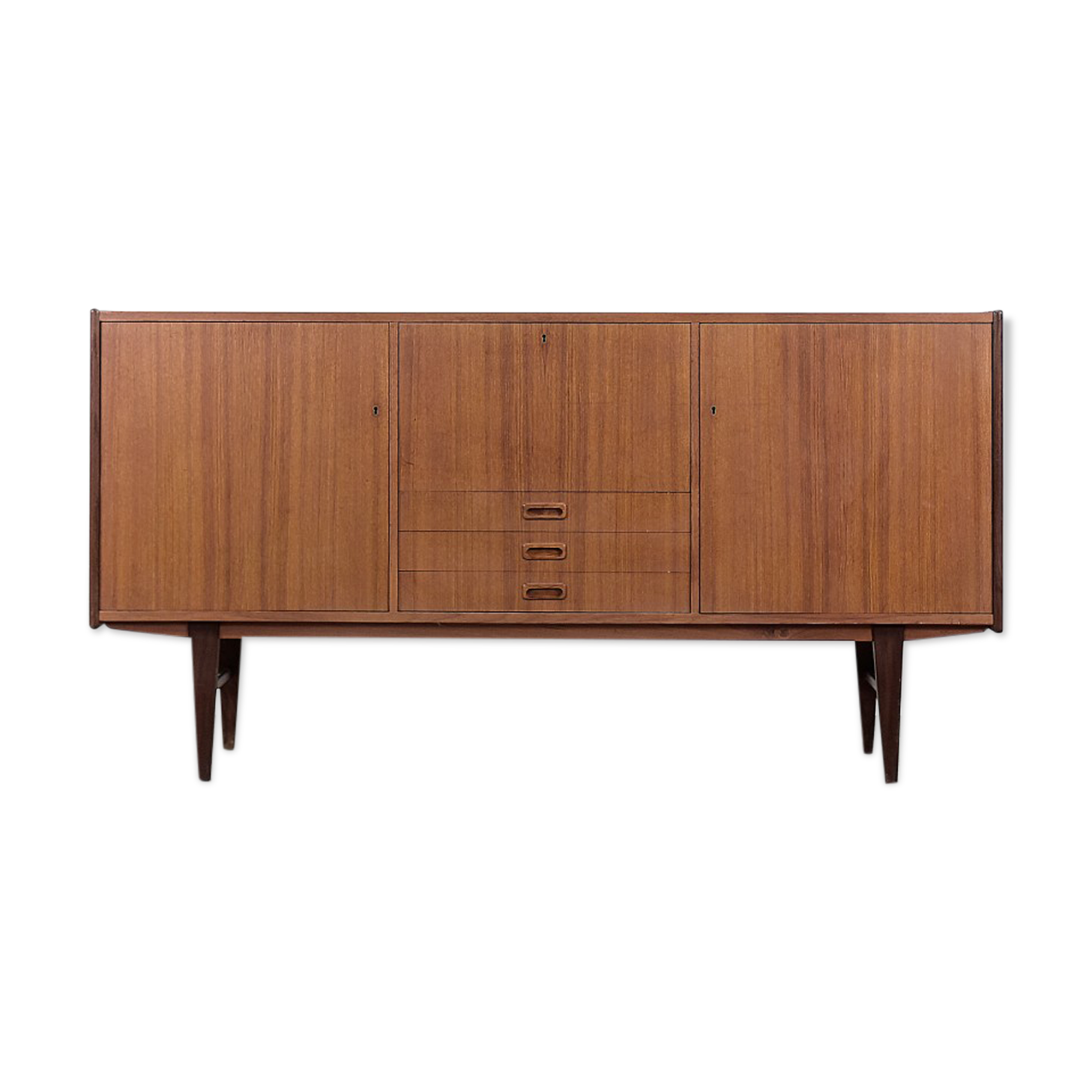 Scandinavian classic teak high sideboard with drawers, 1960s