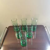 Set of 6 large vintage green glasses