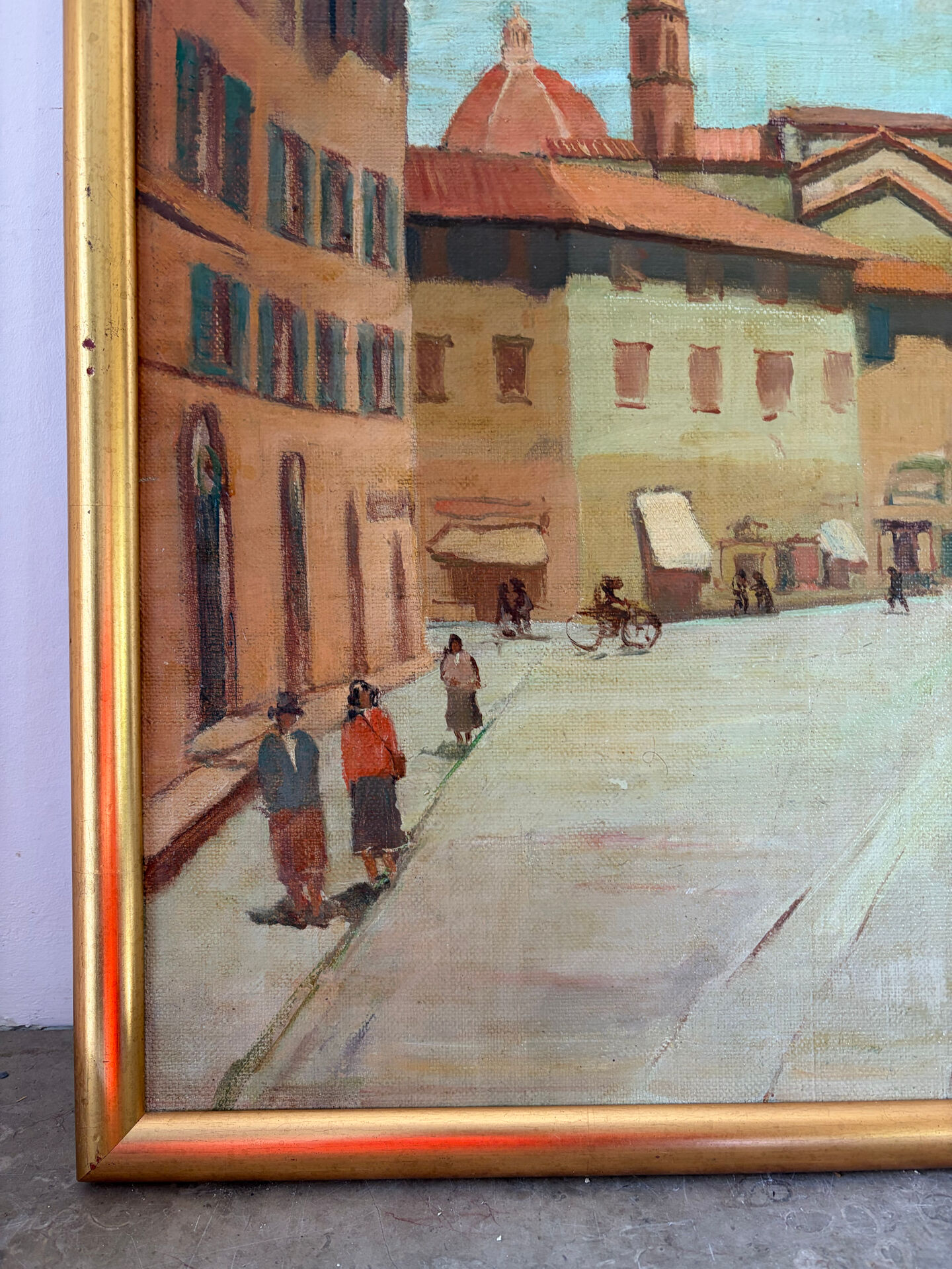 View of Florence, oil on canvas signed Desmet