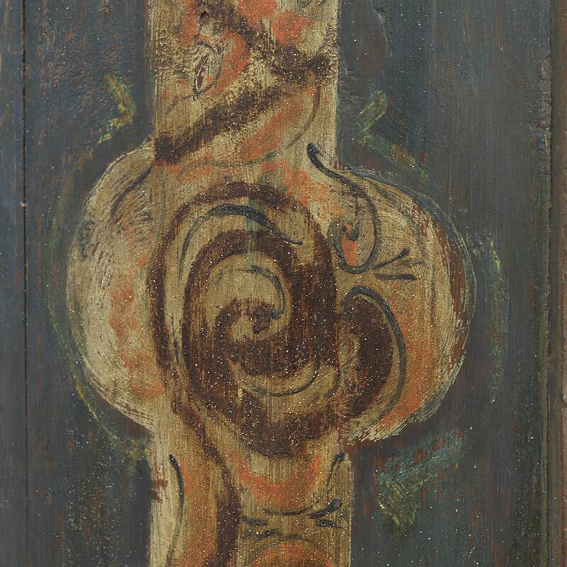 Antique Rustic Farmhouse Folk Art Painted Bridal Cabinet 1882
