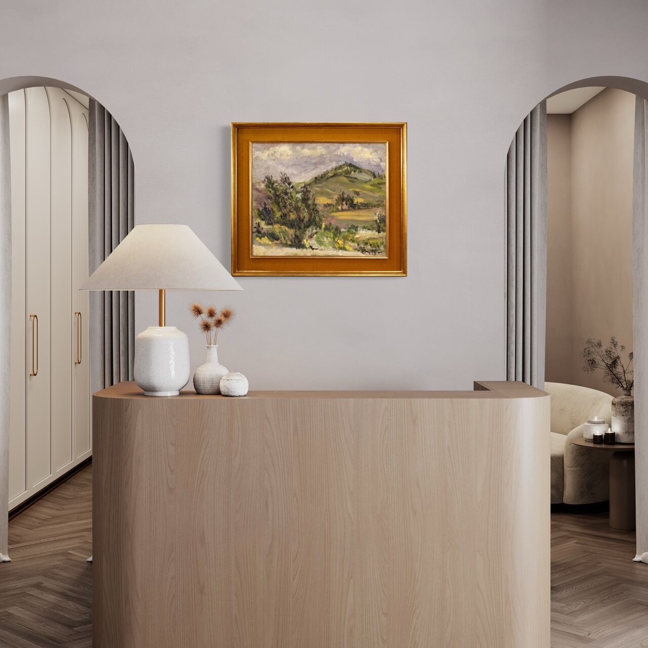 Signed landscape painting in impressionist style