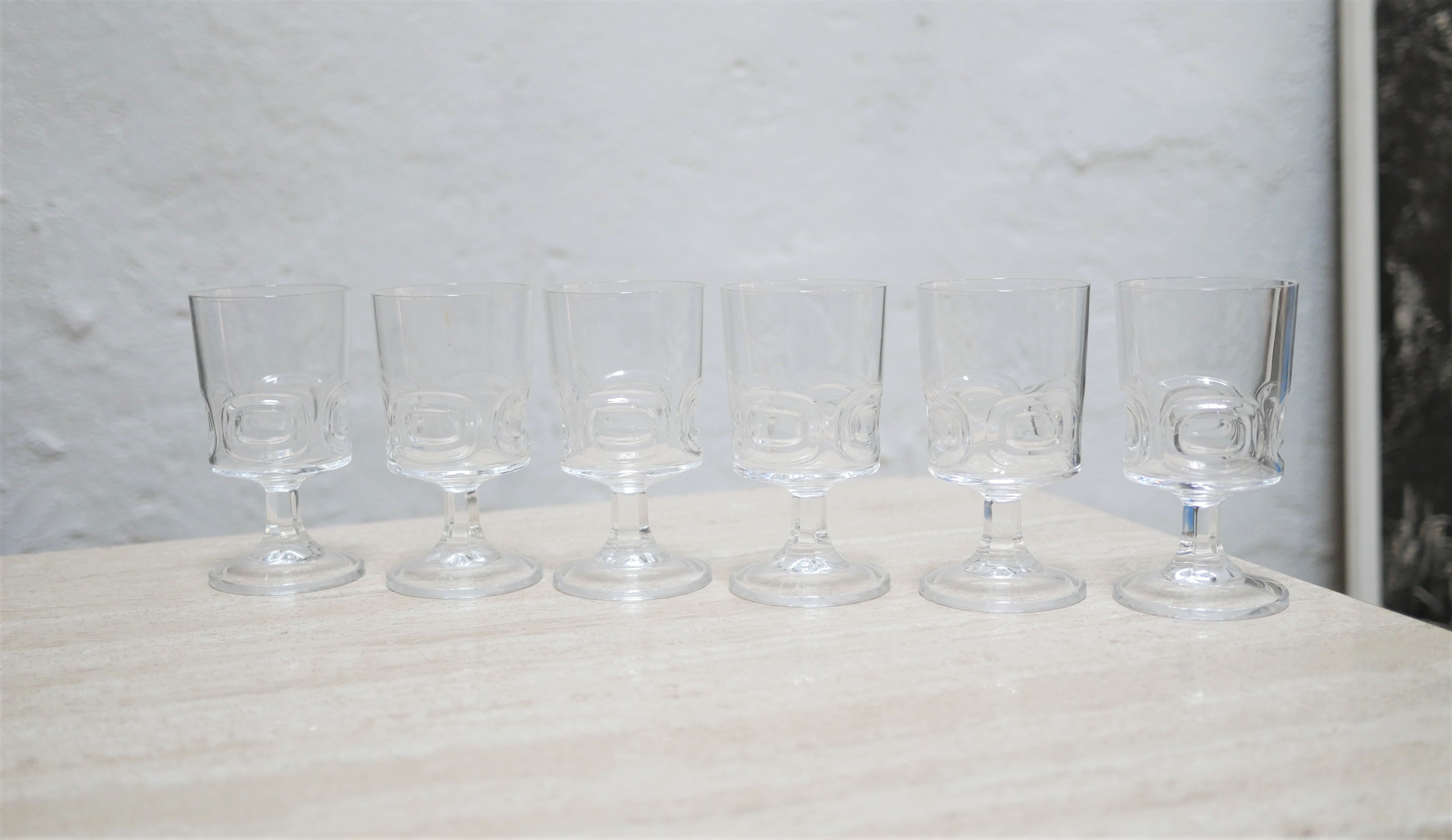 Series of 6 vintage walking glasses