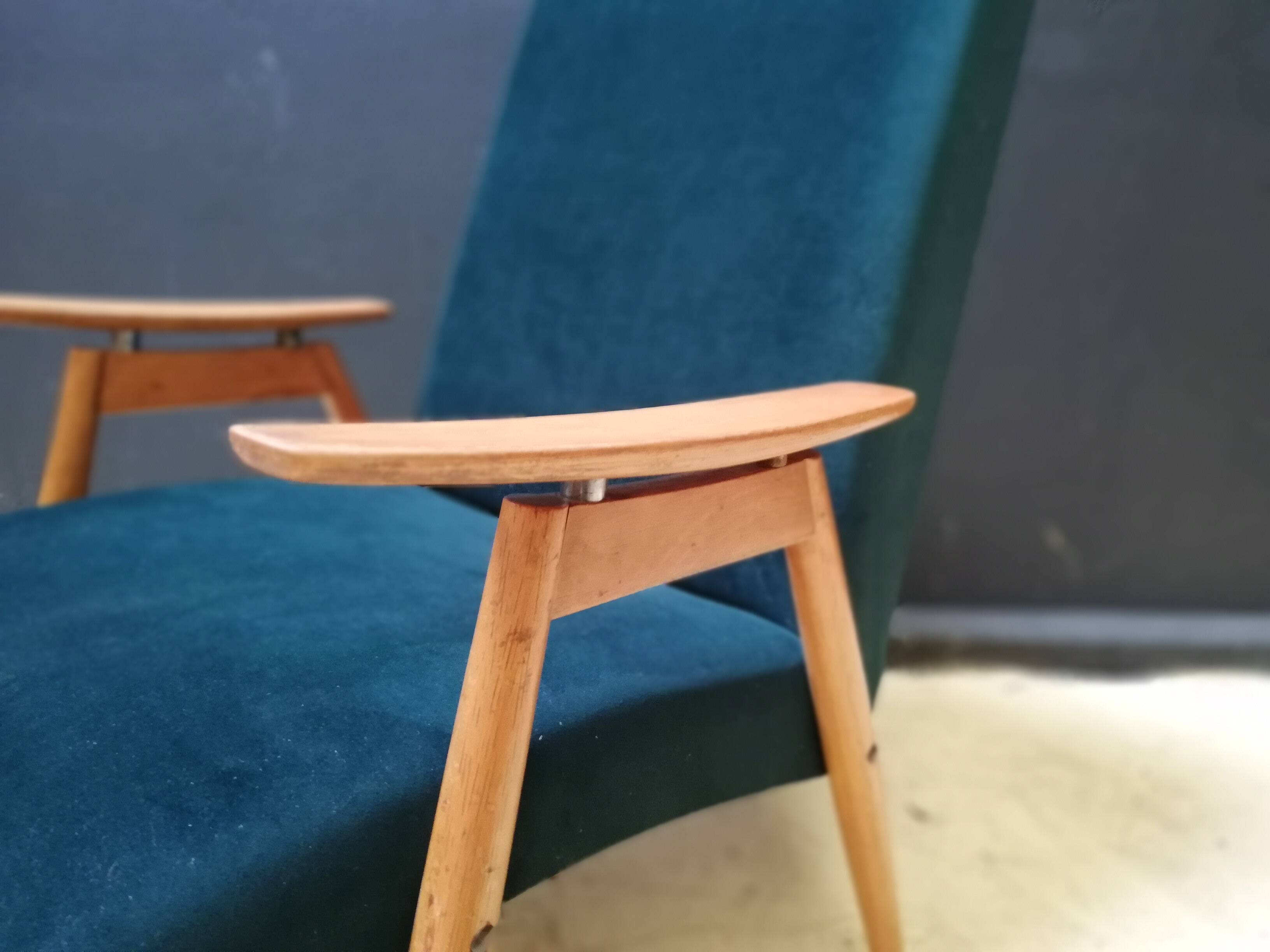 Pair of vintage Czech armchairs (Jiroutek), art deco style, 1960