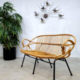 Banc en rotin par Rohe Noordwolde 1960
