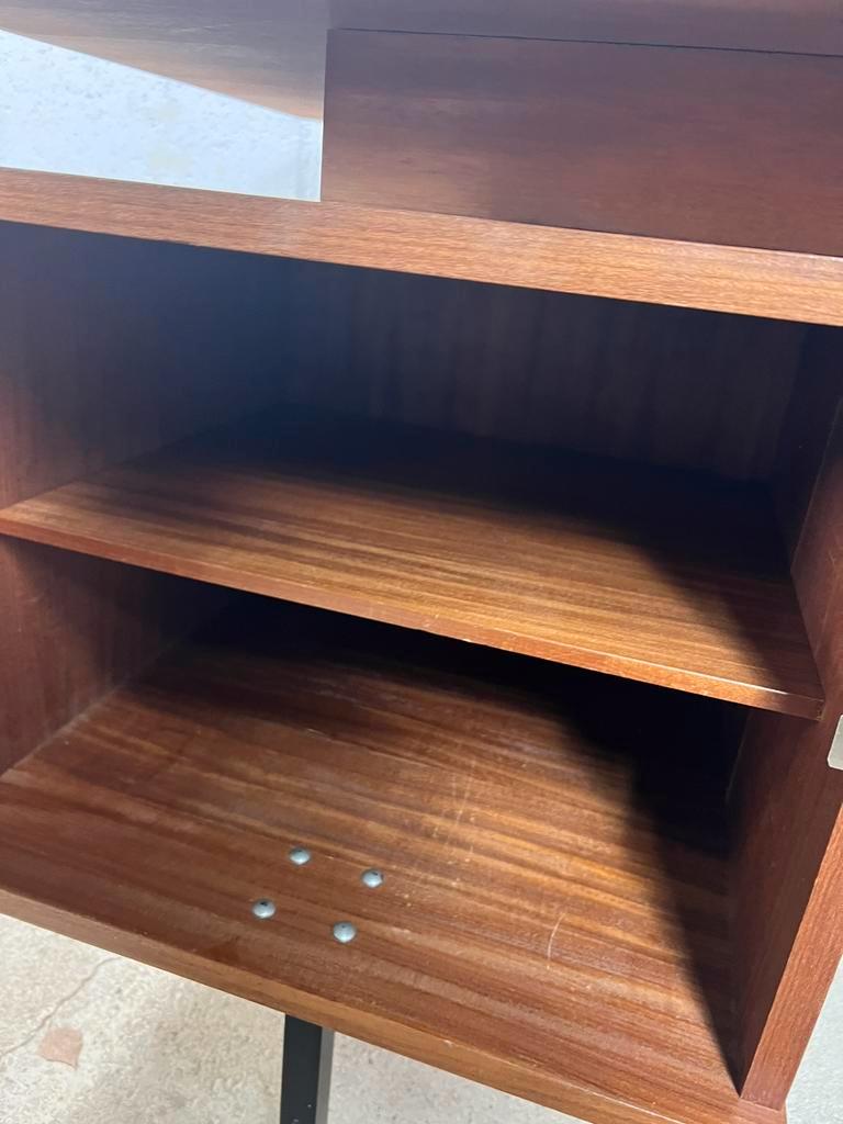 Vintage wooden desk with bleacher on the side