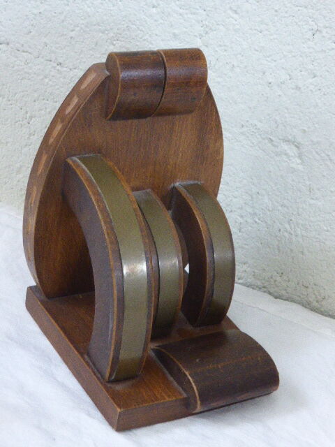 Pair of wood and brass bookand greenhouse, art deco