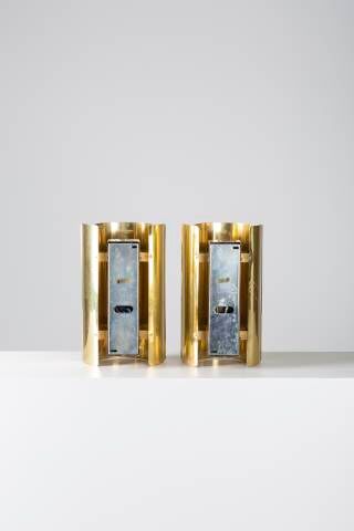 Pair of brass wall lamps Falkenbergs Belysning 1970