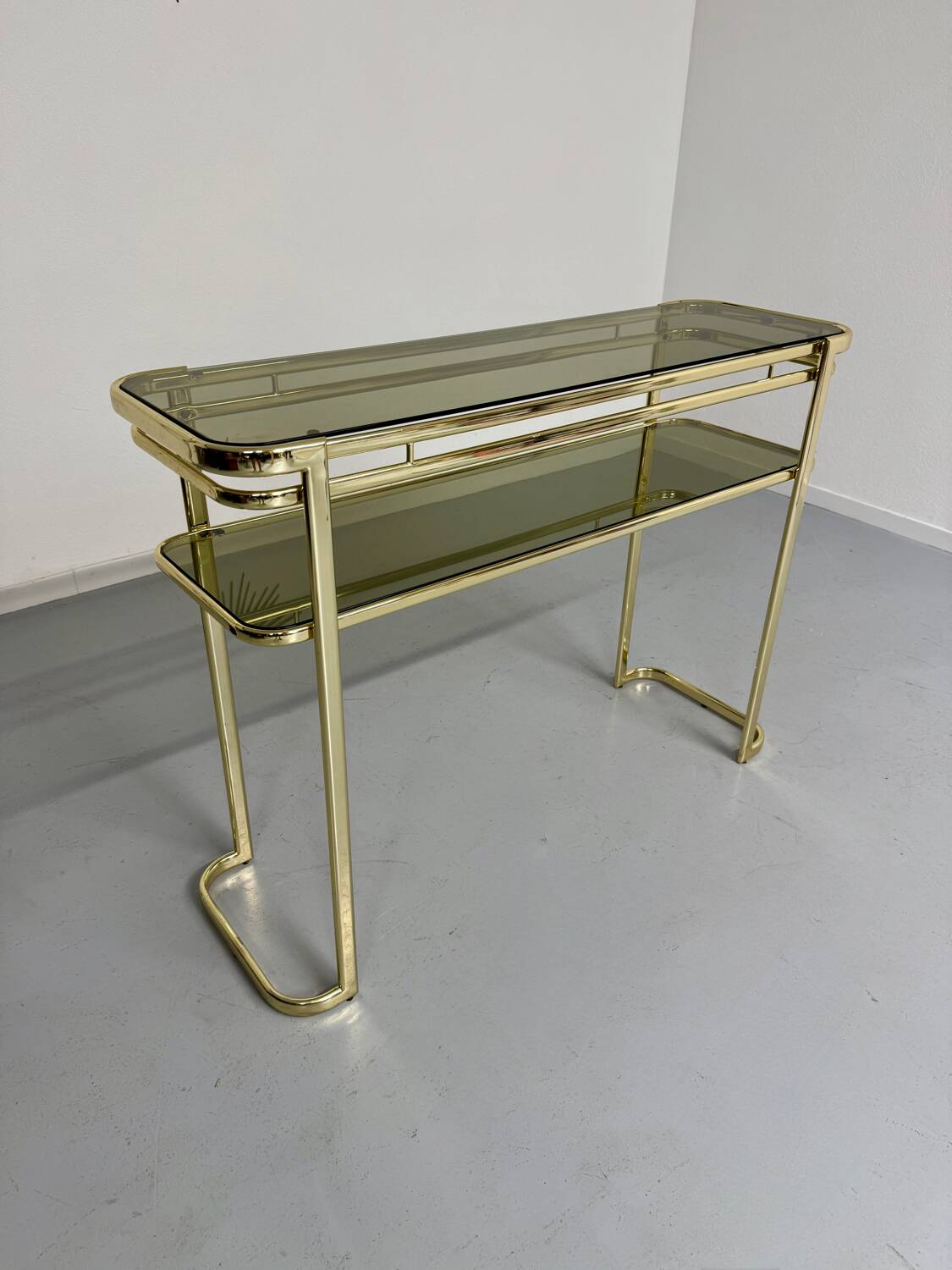 Antique gilt brass console table by Italian designer Milo Baughman for More
