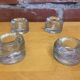 Set of 4 Vintage Ice Cube Shaped Glass Candle Holders #E008