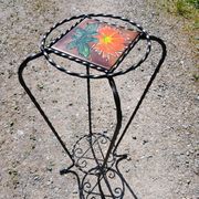 Sellette/ porte plante vintage avec faïence Vallauris