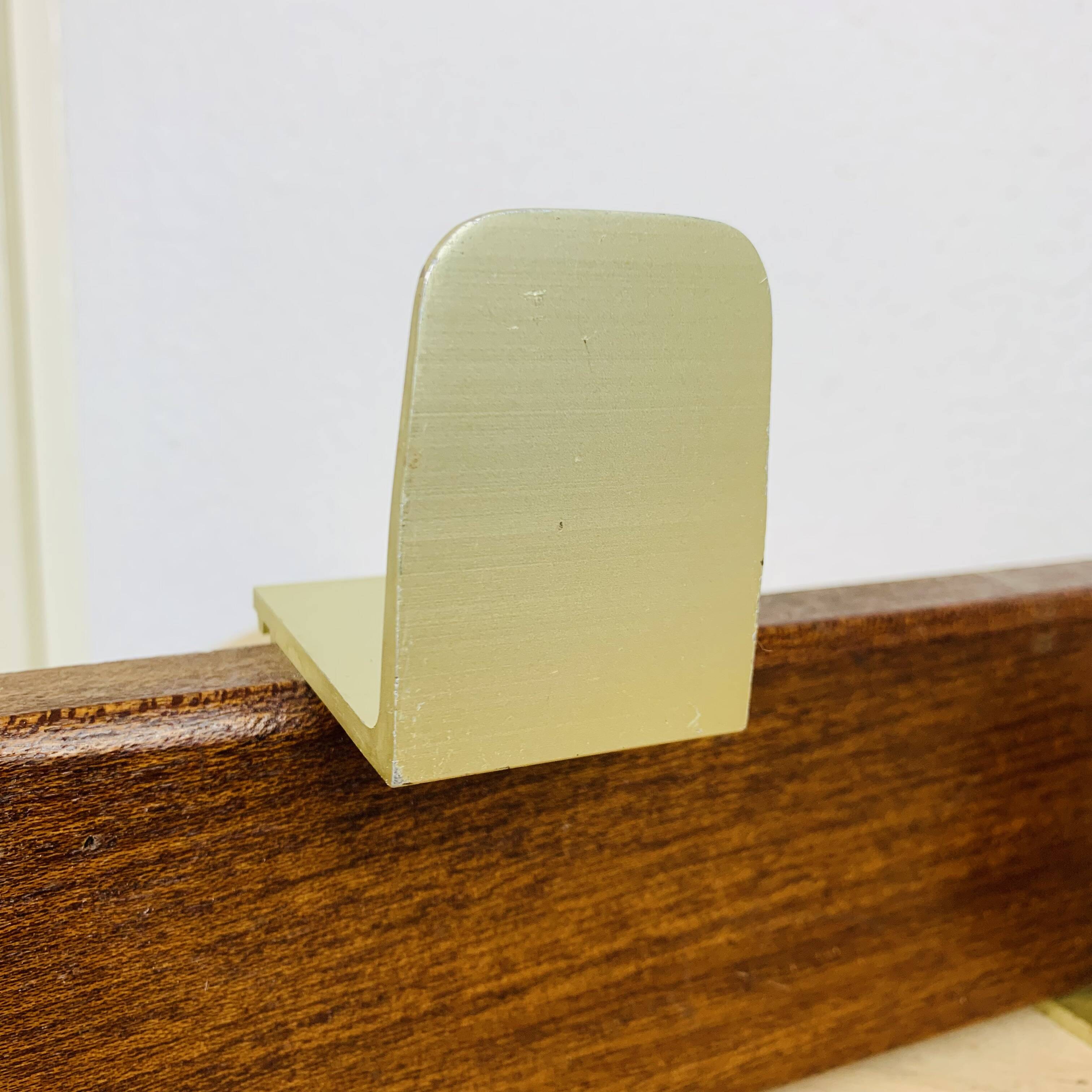 Scandinavian teak wall coat rack with 4 gold hooks, 1960s