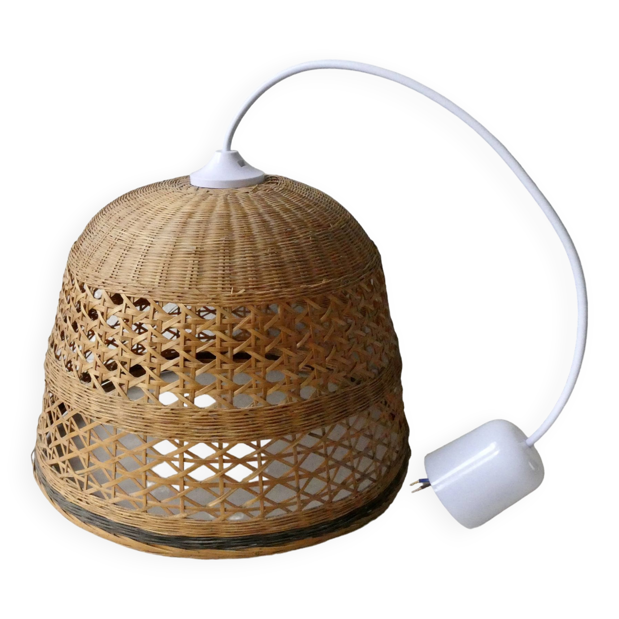 70s woven wicker pendant light