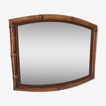 Miroir bambou et rotin vintage années 60/70 42*35 cm
