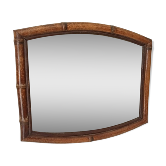 Miroir bambou et rotin vintage années 60/70 42*35 cm