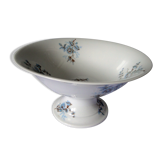 Coupe pied douche porcelaine dure A.Hache & Cie V France art nouveau oiseau fleurs bleues