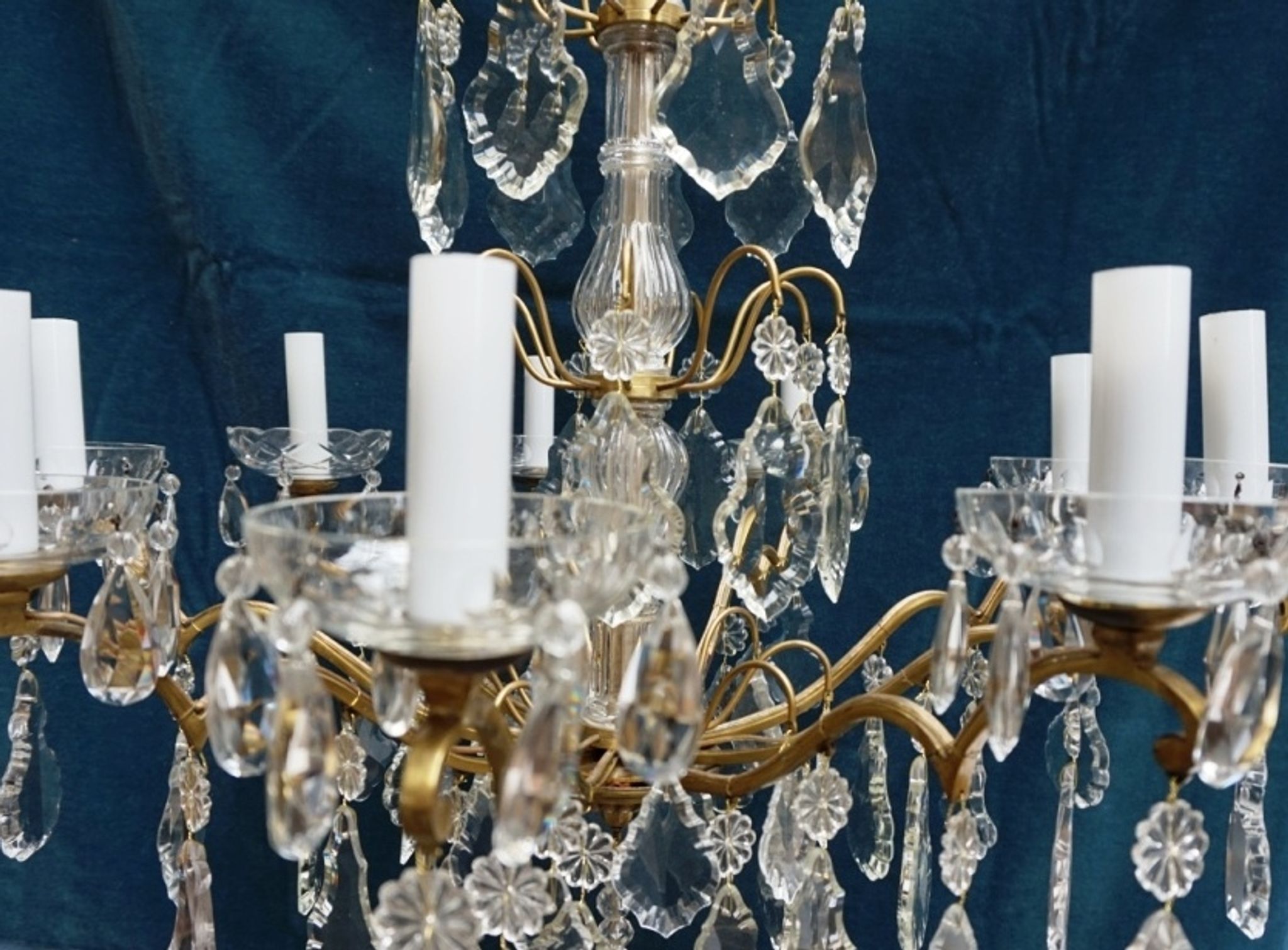 Chandelier, bronze, Louis XV style crystal