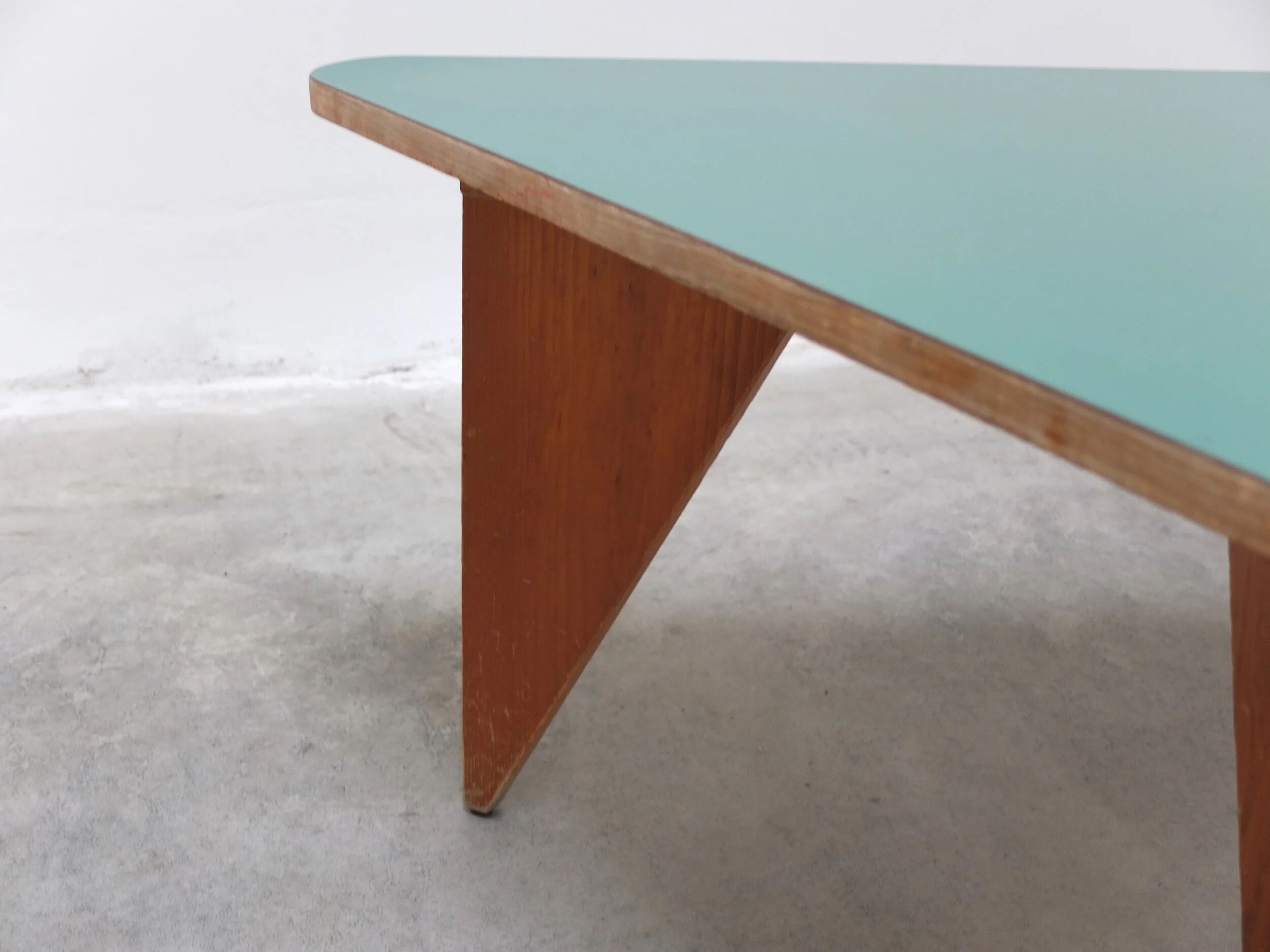 Unique pair of triangular coffee or side tables, 1960s