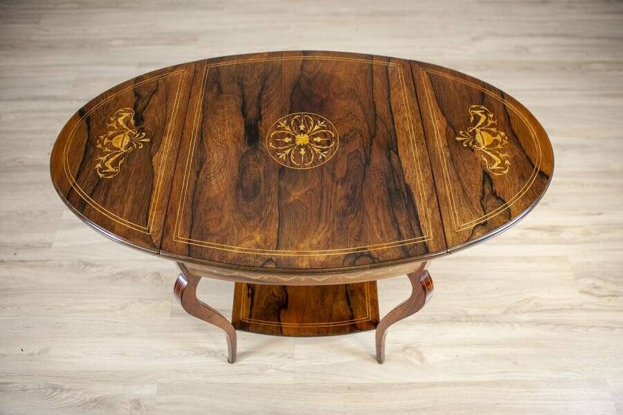 Antique Inlaid Rosewood Tea Table, 1890s