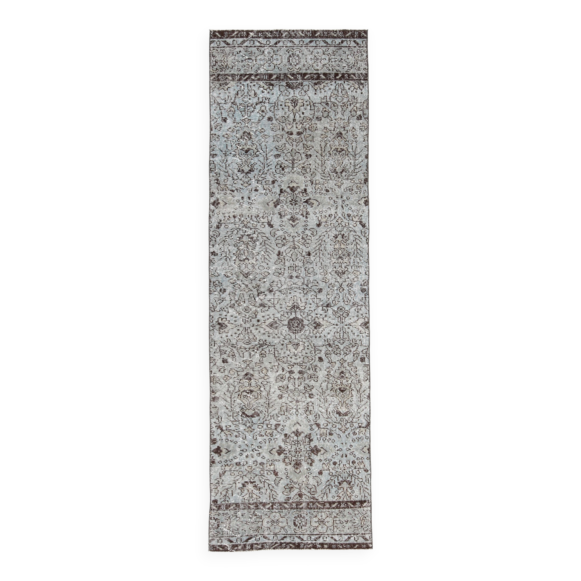3x9 Rug For Kitchen Gray Vintage Runner Rug, 82x266Cm SK 3397