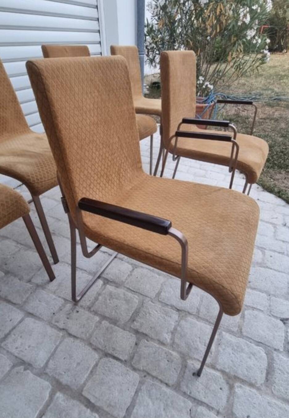 Set of 6 velvet chairs and armchairs