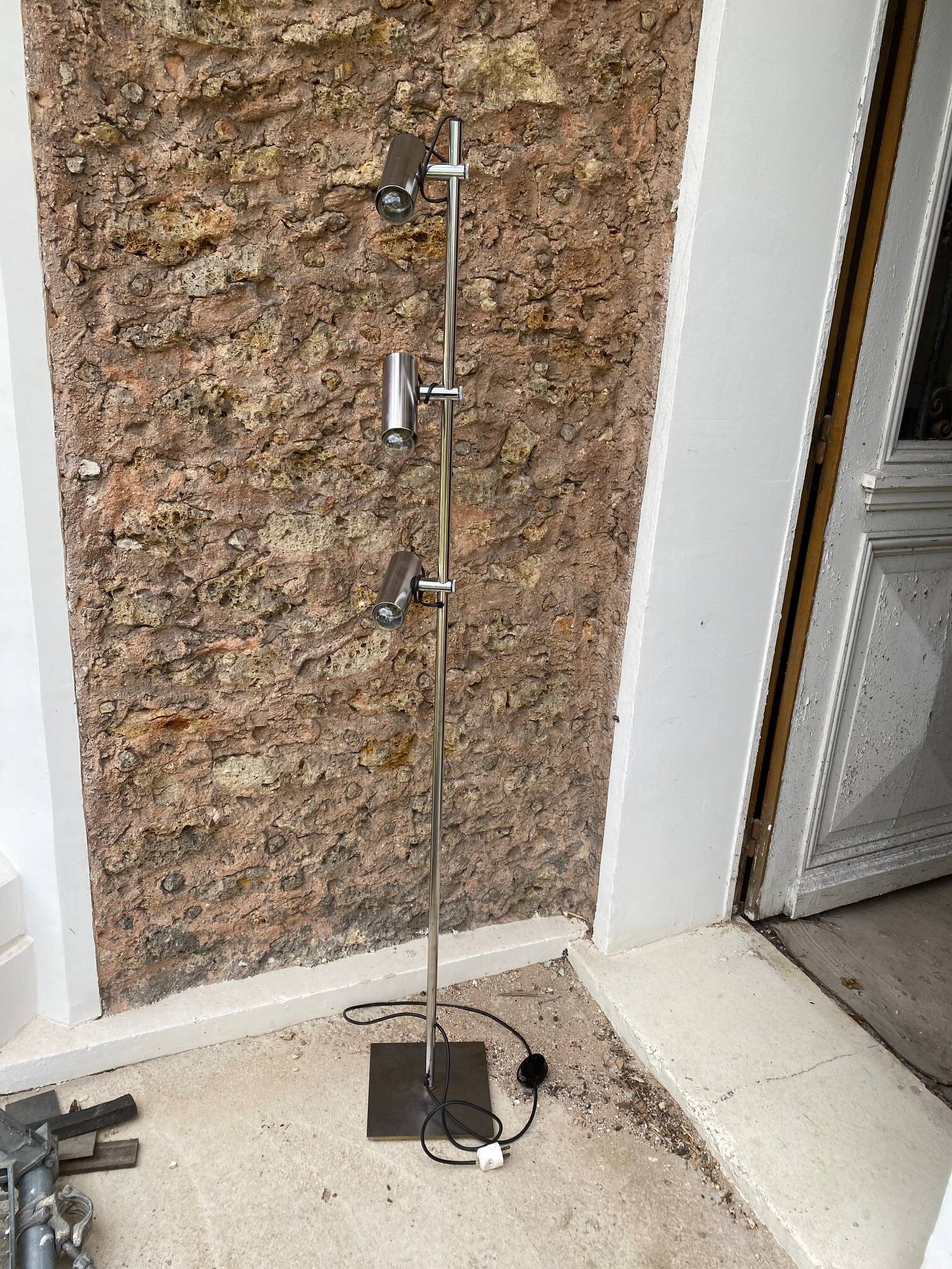 Lampadaire a 3 spots orientables annee 70