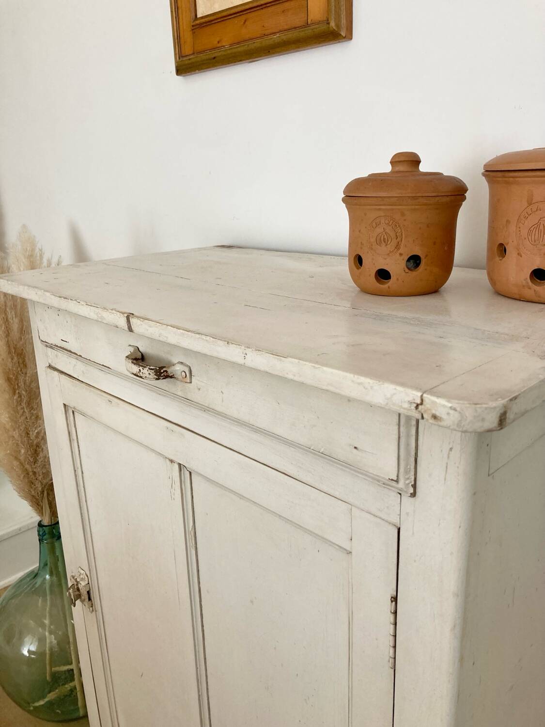Antique patinated jam cupboard