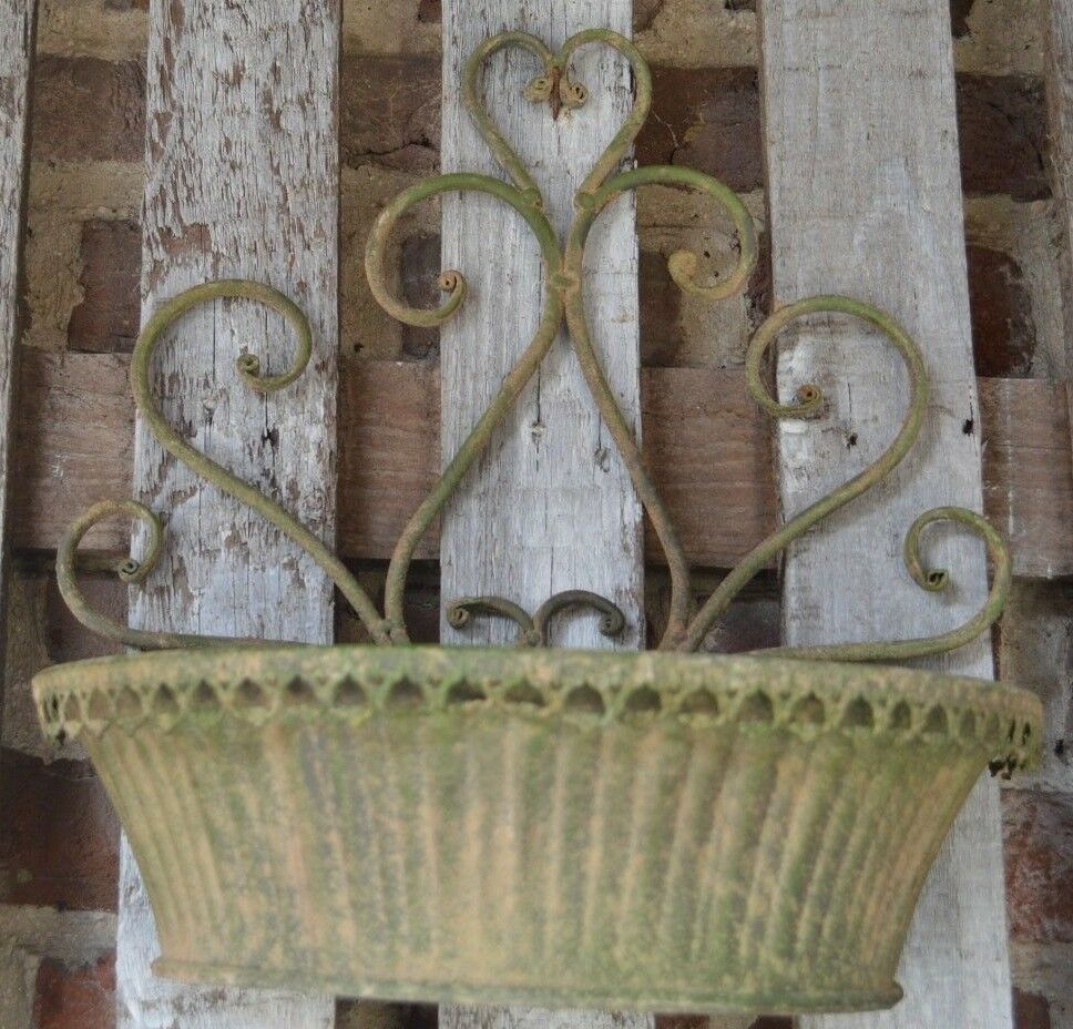 Patinated iron wall planter