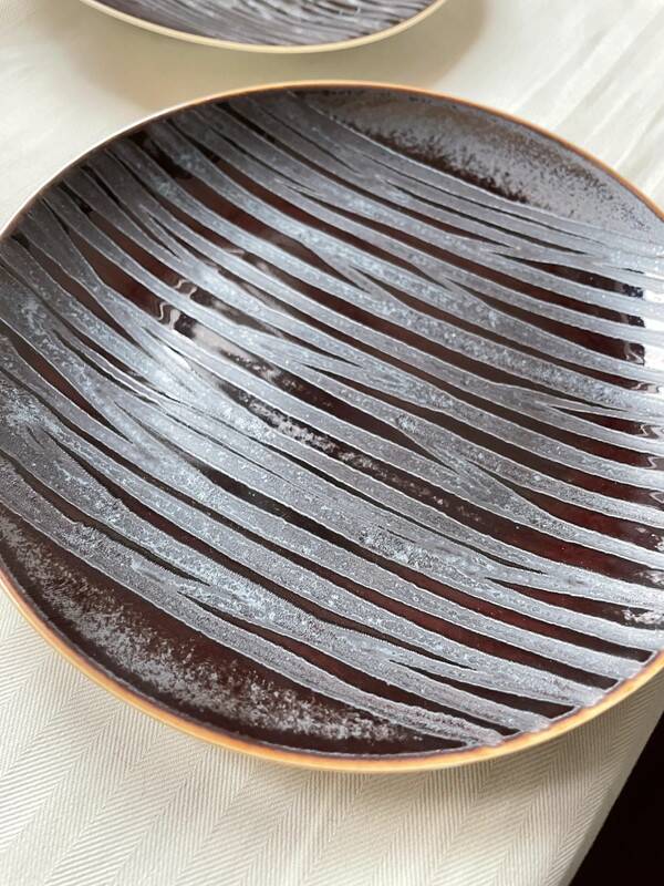 5 bread plates 16 cm vintage chrome yellow