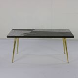 German design mosaic coffee table with brass legs