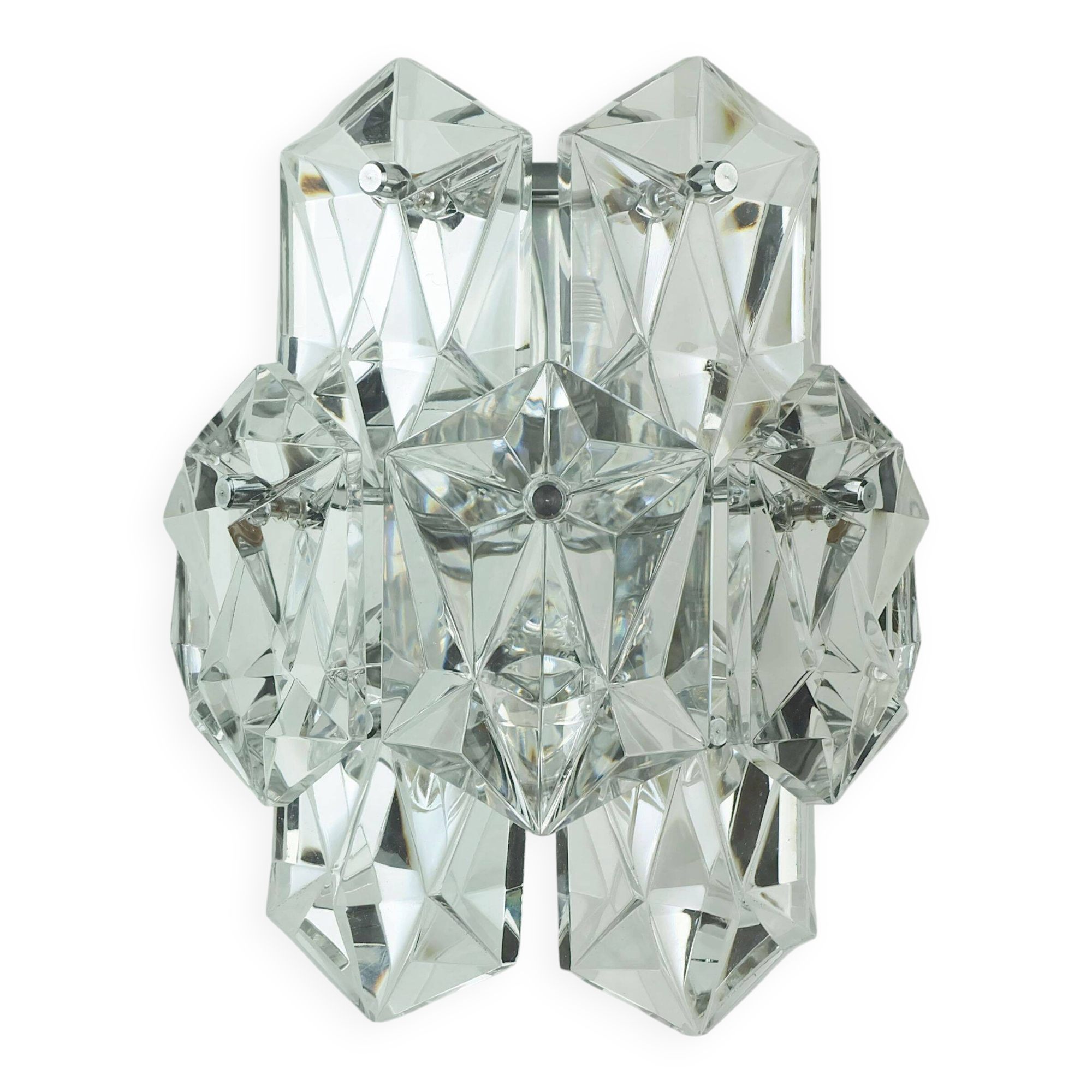 Elegant mid century sconce crystal glass prisms and chrome by kinkeldey 196