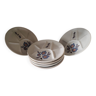 6 plates with fondue earthenware of St Amand model Sologne