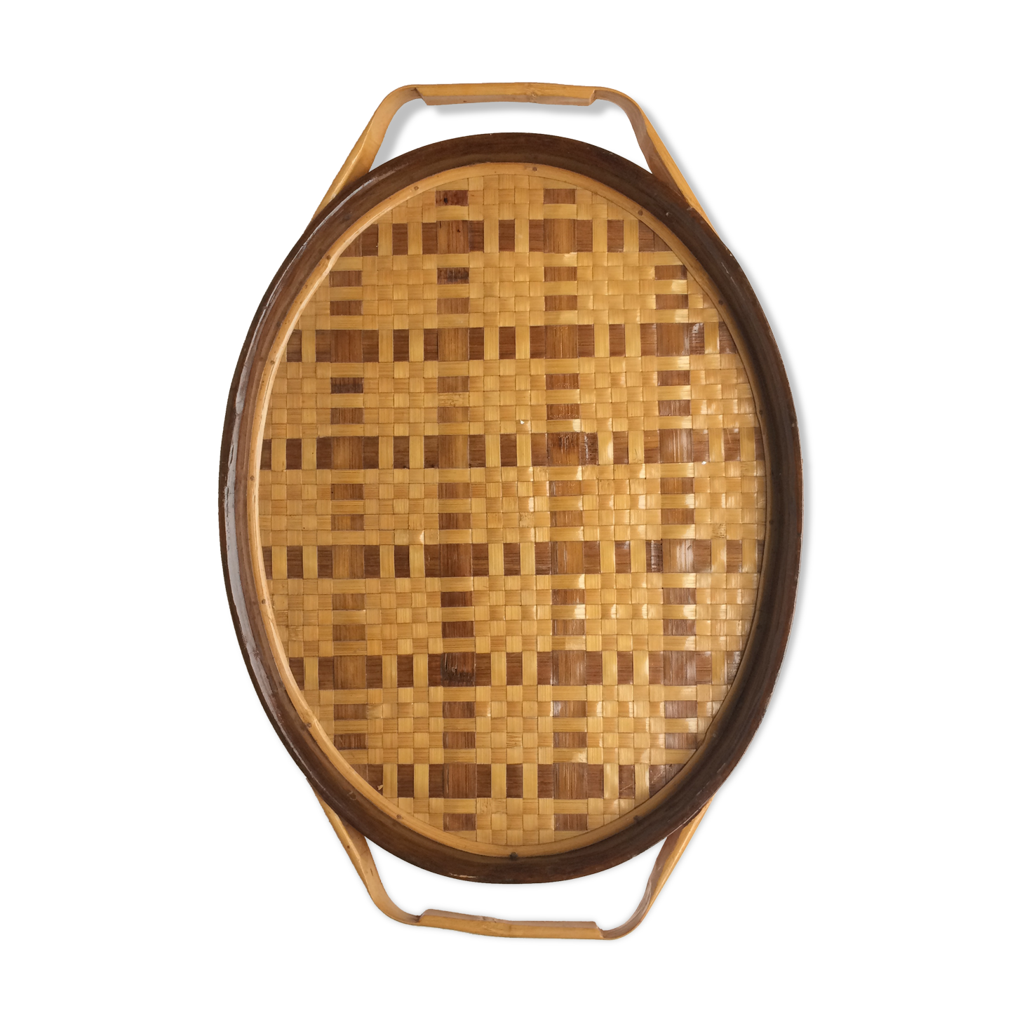 Vintage rattan and wicker tray