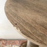 Antique pedestal table, column base, press screw, handcrafted piece.