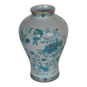 Vase Haviland Limoges – décor Nankin turquoise et or – 17 cm
