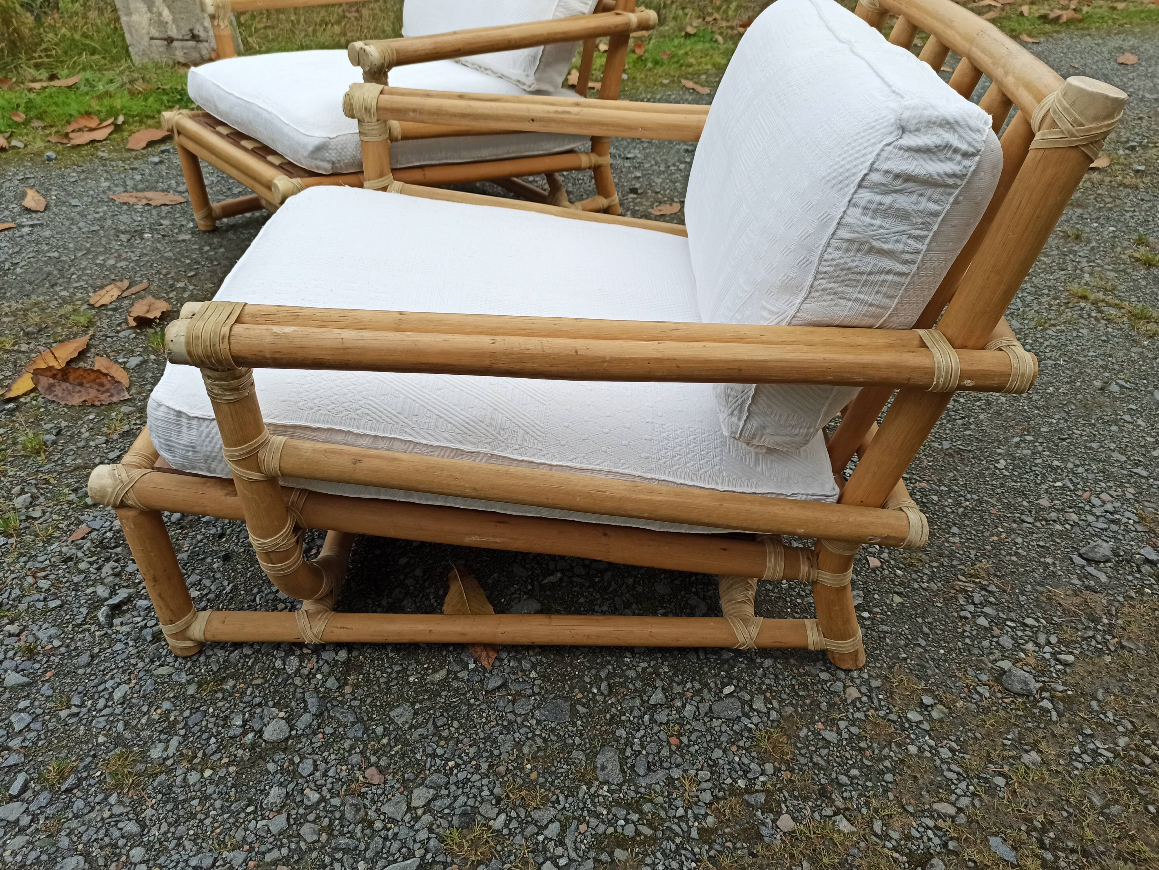 Pair of Lyda Levi armchairs for Mc Guire bamboo Italy Milan