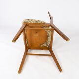 Set of six dining room chairs in teak and upholstered with light fabric, of danish design, 1960S
