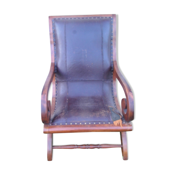 Fauteuil à crosse assise en cuir