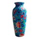 Longwy enamel vase – 24 cm high – decorative floral glazed earthenware