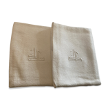 Lot de 2 serviettes en damassée de coton Jc