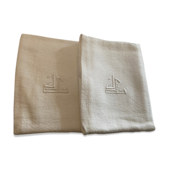 Lot de 2 serviettes en damassée de coton Jc