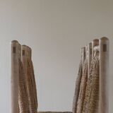 Set of 6 French Mid Century Naturalist Woven Highback Chairs in Solid Elm, 1960s