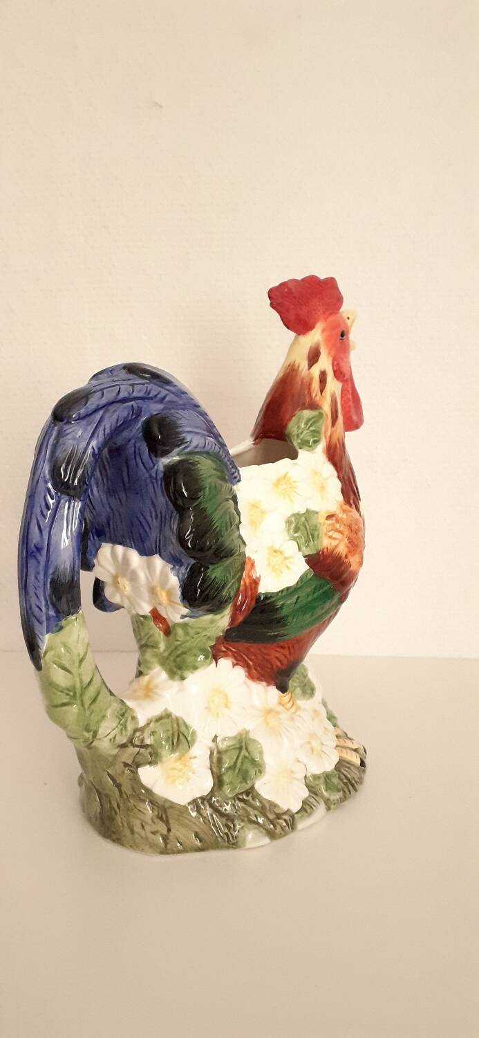 Vintage slip rooster pitcher