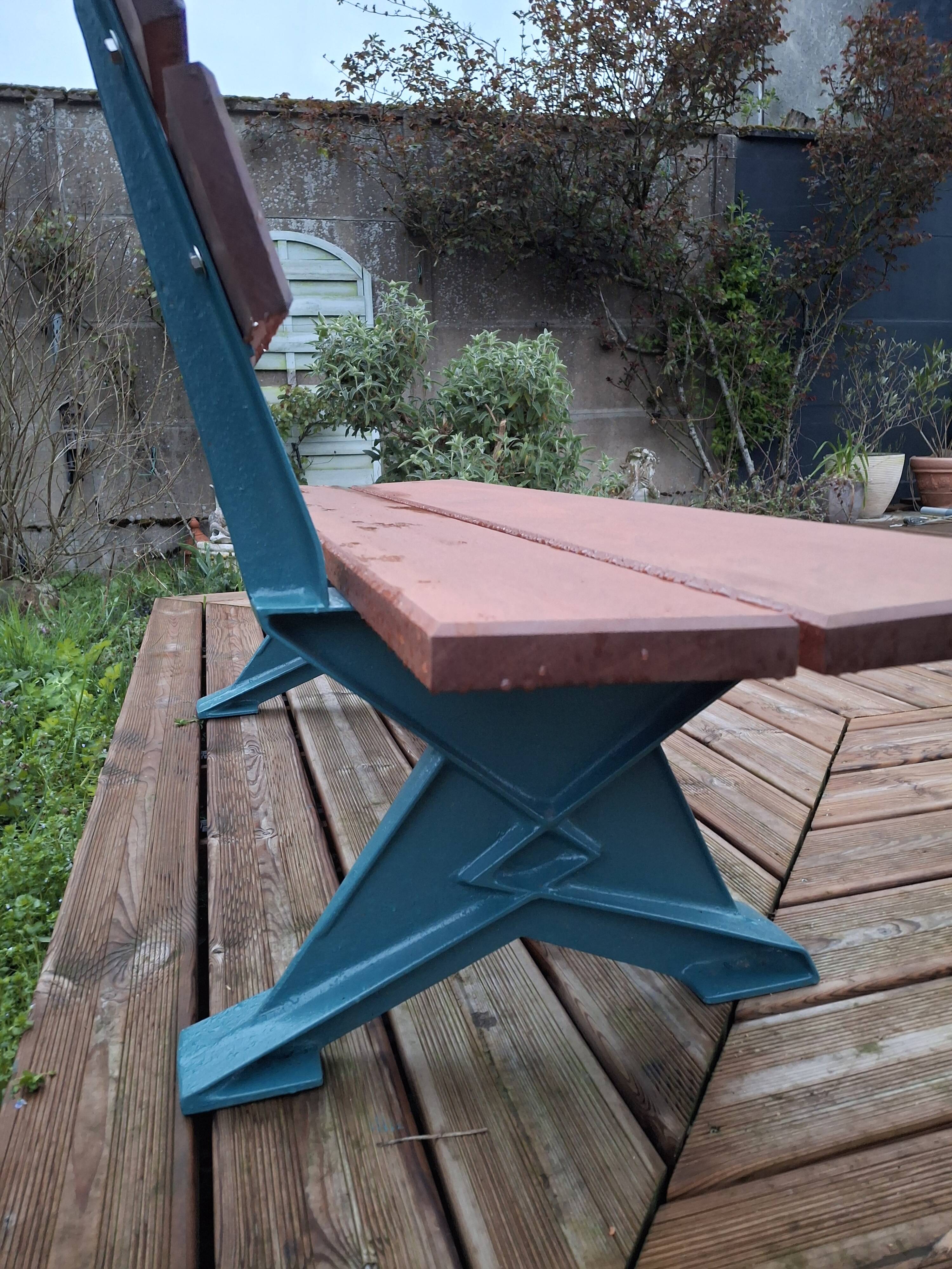 Garden bench, cast iron legs and exotic wood