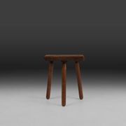 Rustic solid Wooden tripod Stool, France 1940s