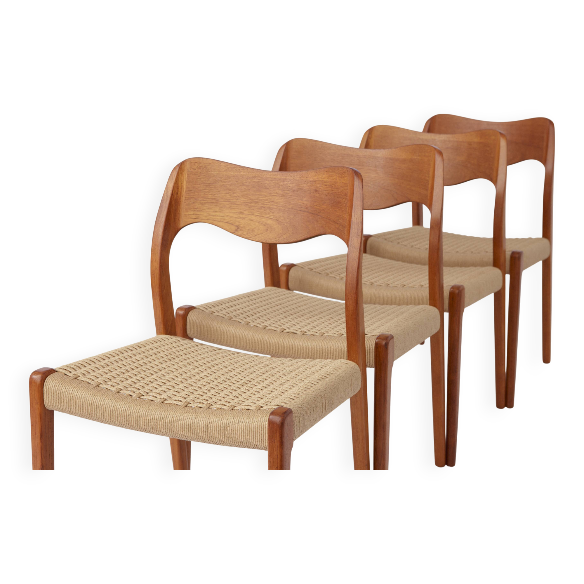 Set of 4 Teak Dining Chairs by Niels Otto Møller – Model 71, Danish Vintage