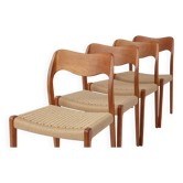 Lot de 4 chaises de salle à manger en teck par Niels Otto Møller – Modèle 71, style vintage danois