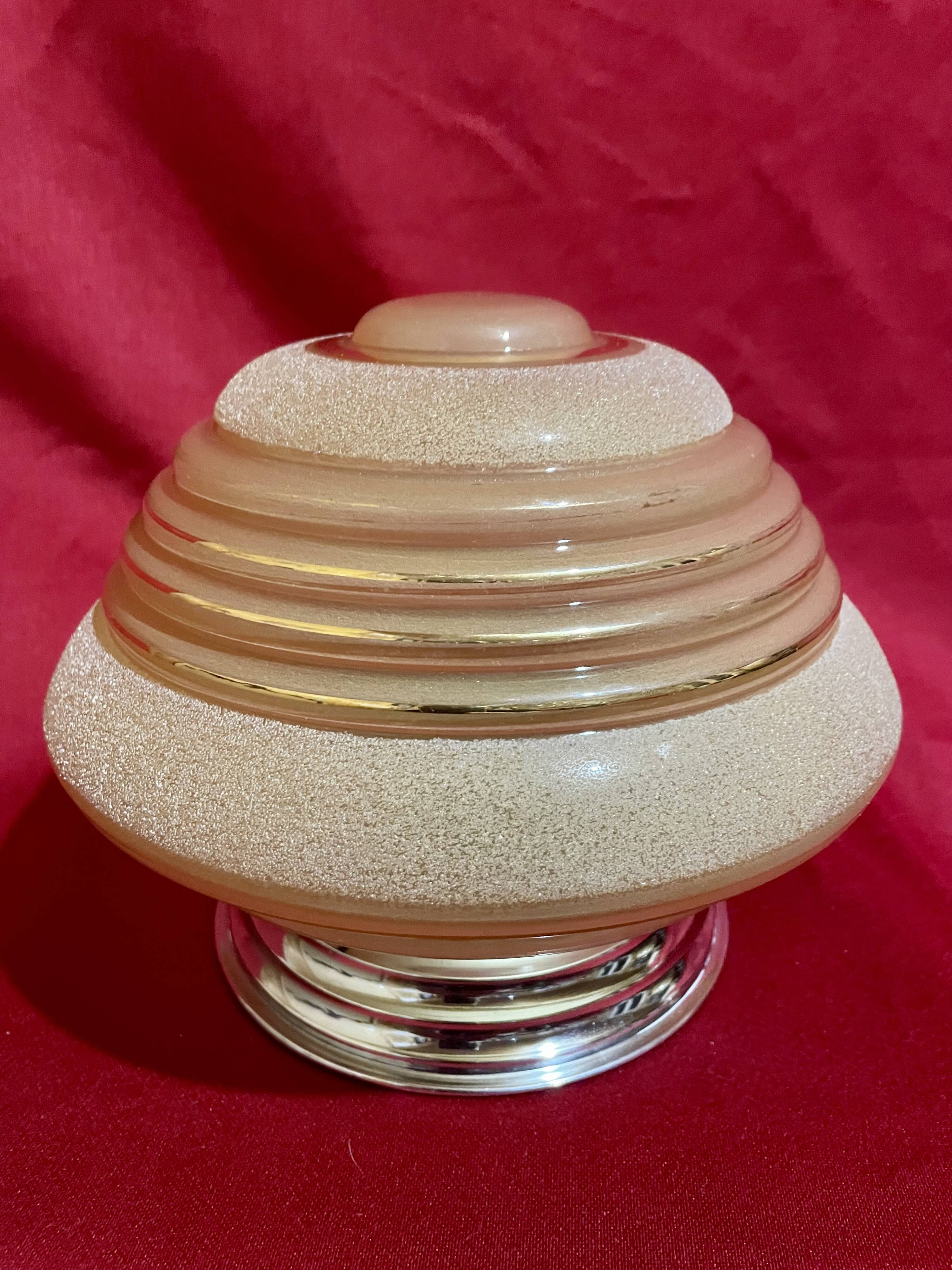 Vintage lamp or ceiling light, pink and gold granite glass, 50s/60s