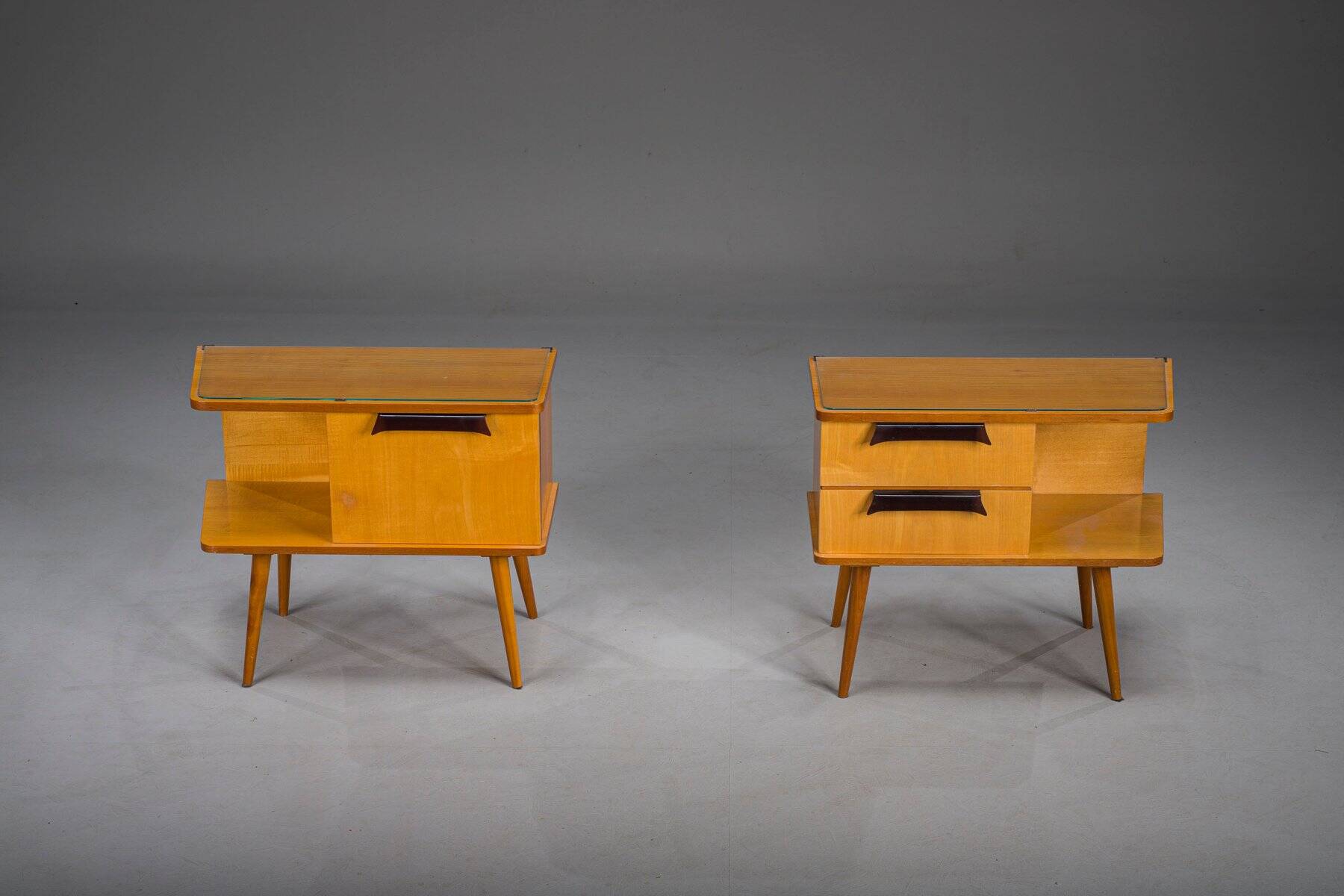 Vintage German cherry nightstands, 1960s, set of 2